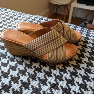 Wedge sandals with gold detail- worn twice!